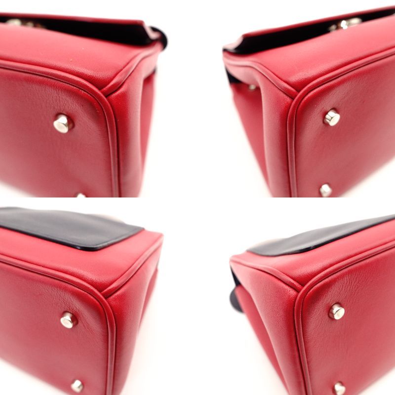 クリスチャン ディオール Christian Dior Be Dior ビーディオール ハンドバッグ レッド×ネイビー 2way レザー シルバー金具 7-10-667 DECORATOM_COM_BR