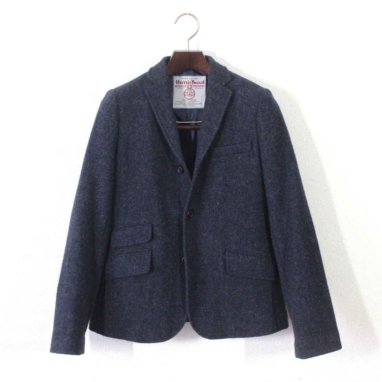 ADAM ET ROP アダム エ ロペ × Harris Tweed ハリスツイード ジャケット 38 レディース M ネイビー 紺 チェンジポケット付