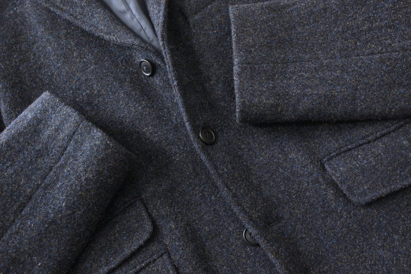 ADAM ET ROP アダム エ ロペ × Harris Tweed ハリスツイード ジャケット 38 レディース M ネイビー 紺 チェンジポケット付 GULLKHAN_COM