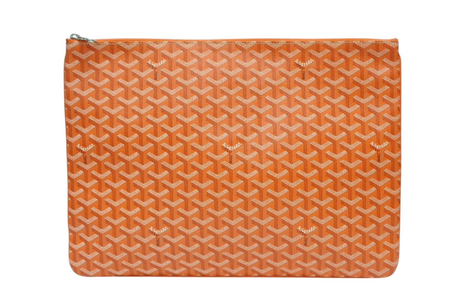 GOYARD ゴヤール セナGM クラッチバッグ オレンジ ゴヤールディンキャンバス シルバー金具 4b008873