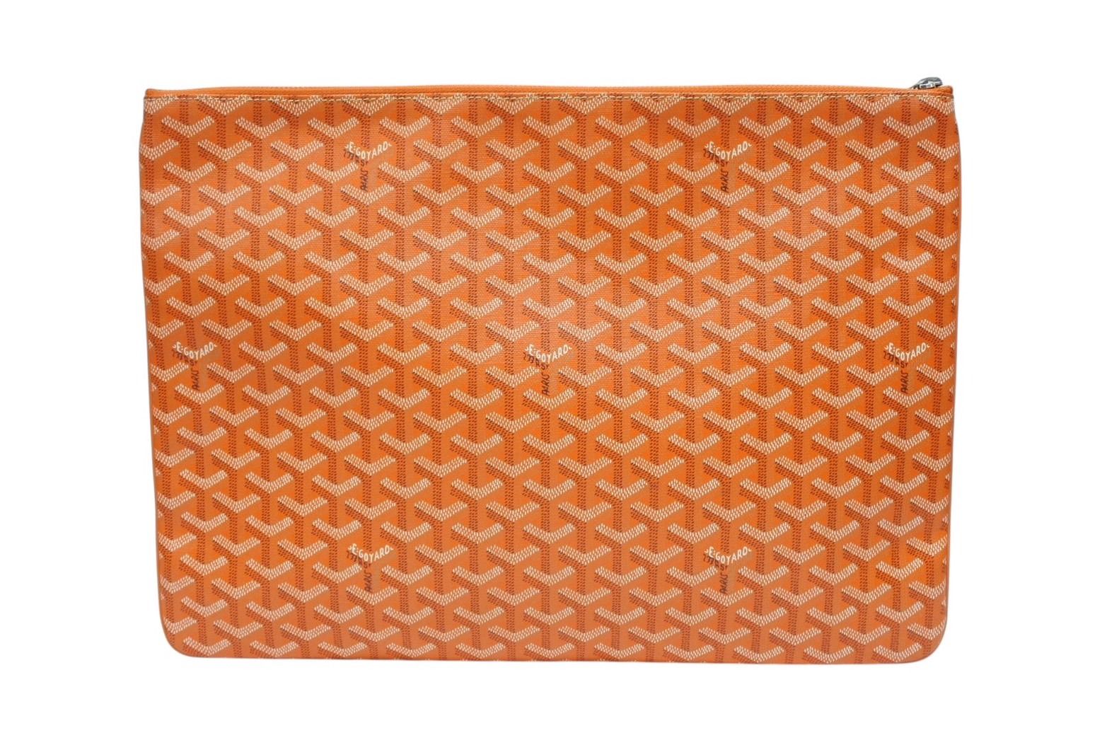 GOYARD ゴヤール セナGM クラッチバッグ オレンジ ゴヤールディンキャンバス シルバー金具 4b008873