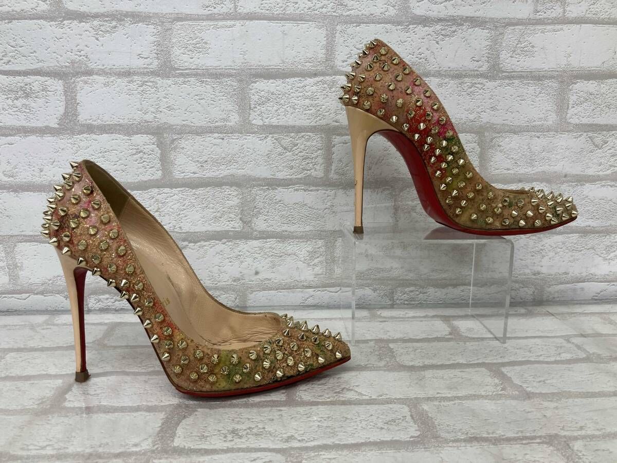 Christian Louboutin クリスチャン ルブタン パンプス レディース 総柄 size 36 スタッズ インポート