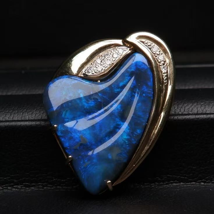 ブラックオパール8.93ct ダイヤモンド0.06ct ペンダント 750 -X0533