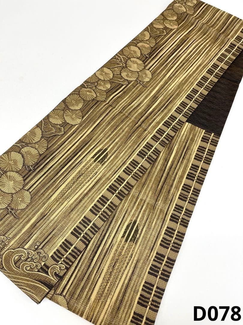 袋帯 鯉の滝登り 正絹 六通 ガード加工済 D078