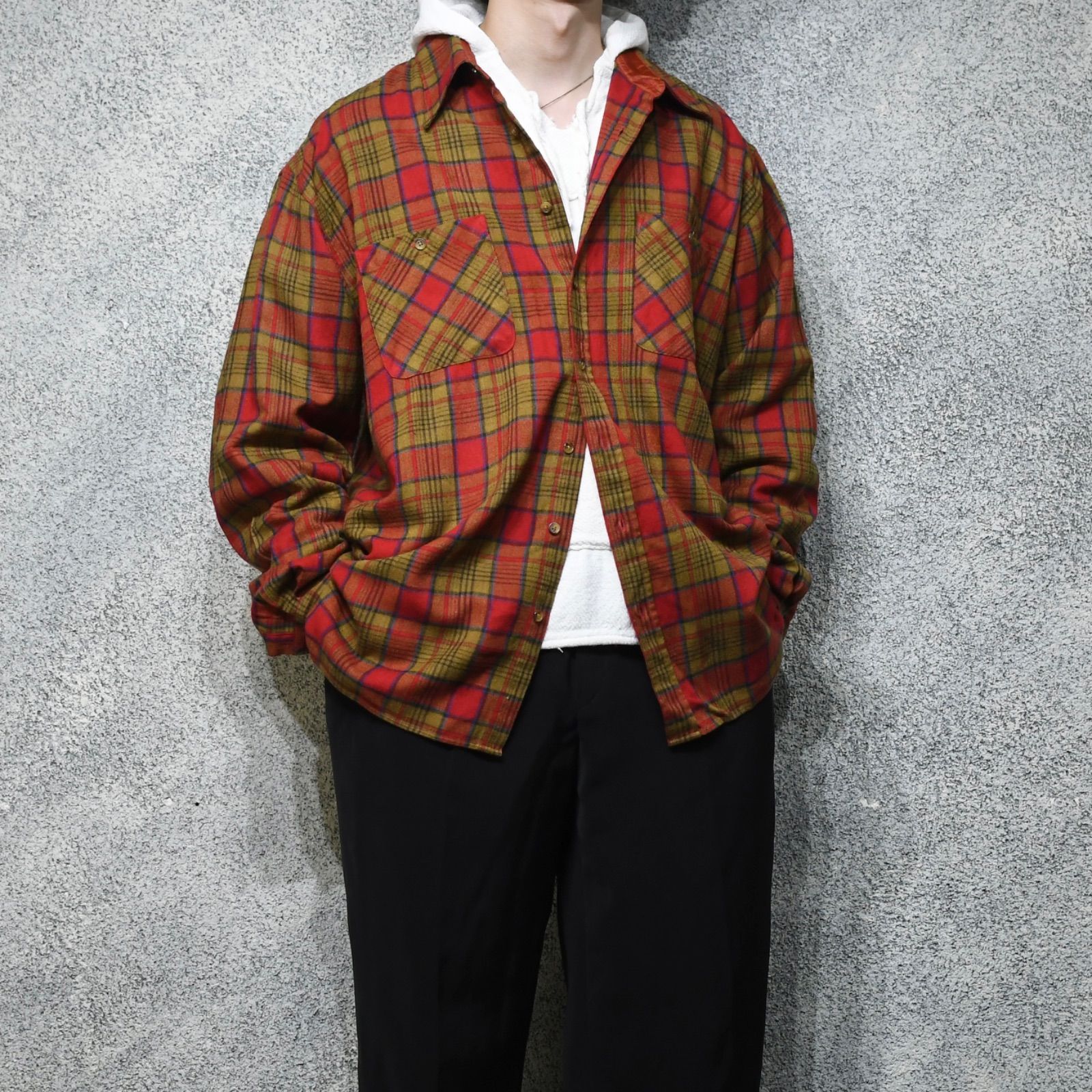 古着 オーバーサイズ John Blair アクリル チェックシャツ