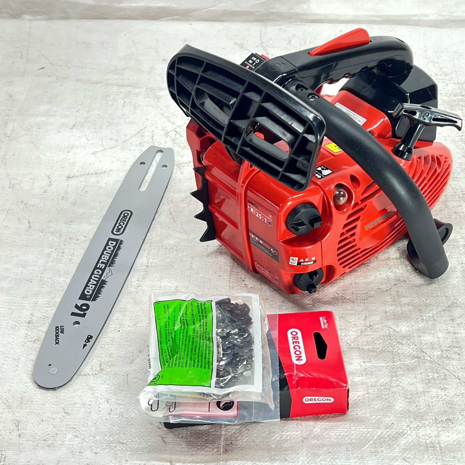 エンジン式 チェーンソー YOTUKA 12インチ 30cm 25cc 1.2馬力 オレゴン製 ガイドバー ソーチェーン 軽量 倒木 枝落とし 玉切り YS-CS2500 591