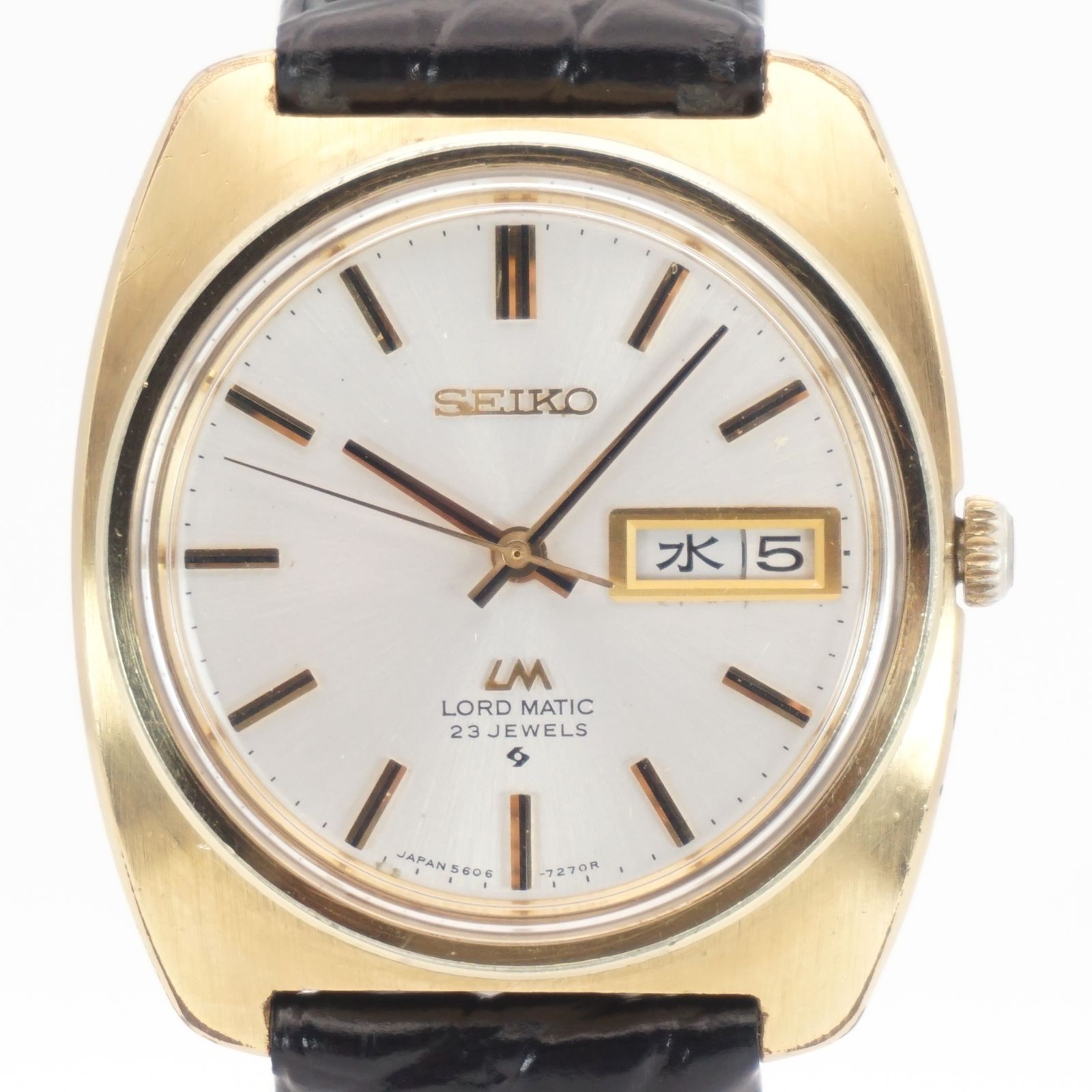 稼動品 風防 ストラップ セイコー SEIKO ロードマティック 5606-7130 自動巻き デイデイト ゴールド メンズ腕時計