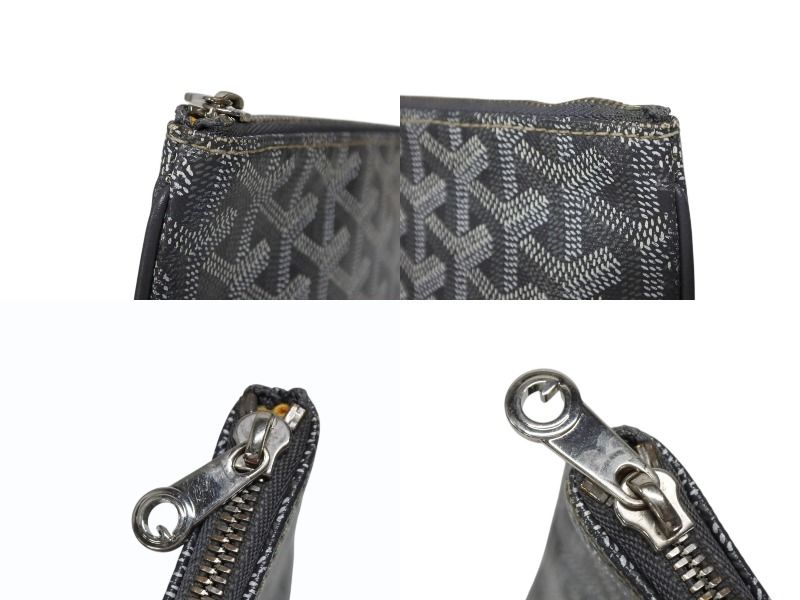 GOYARD ゴヤール セナMM クラッチバッグ ヘリンボーン柄 グレー PVC レザー シルバー金具 4b008888 DECORATOM_COM_BR