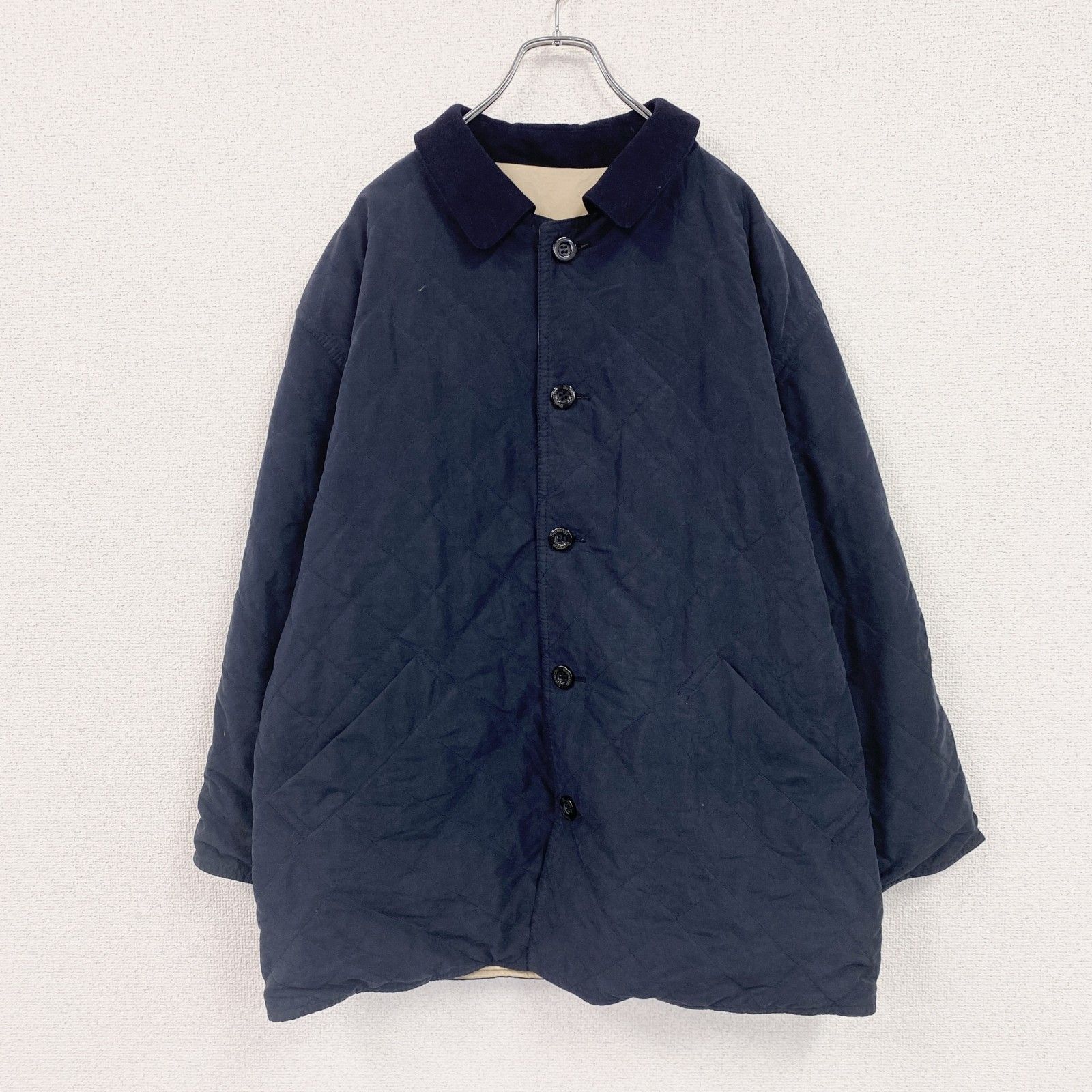 古着 Burberrys バーバリーズ キルティングジャケット リバーシブル 紺 ネイビー ベージュ