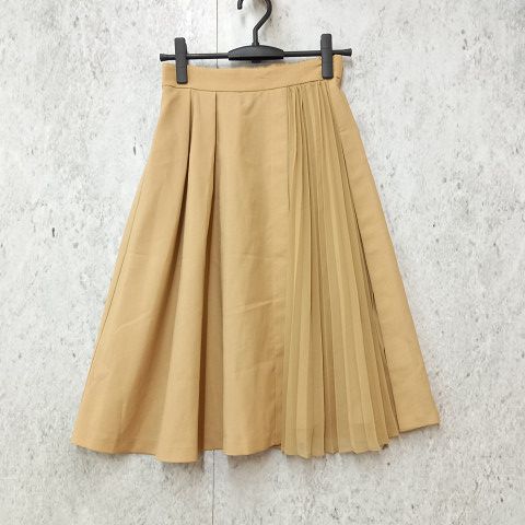 LAISSE PASSE レッセパッセ タック フ スカート プリーツスカート ひざ丈 スカート ベージュ 38サイズ 〇