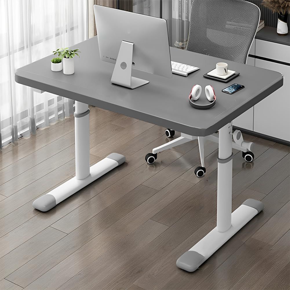 昇降デスク 勉強机 PCデスク 学習机 昇降式 高さ63 90 cm高さ調節 オフィスデスク 奥行60 cm 在宅ワーク リモートワーク 省スペース 狭い部屋 シンプル おしゃれ コンパクト設計 グレー 幅80