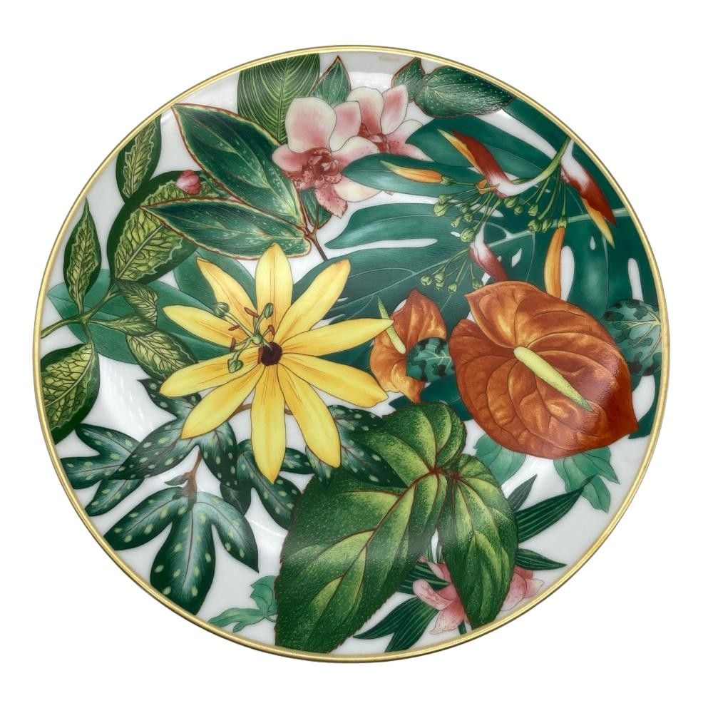 エルメス HERMES パシフォリア プレート 皿 陶磁器 グリーン ホワイト 21 cm テーブルウェア