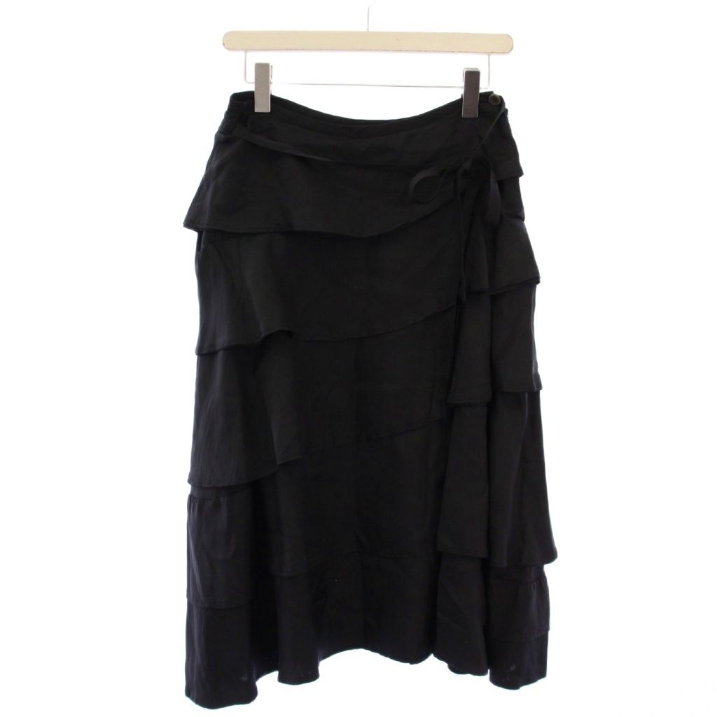 トリココムデギャルソン tricot COMME des GARCONS AD2006 フ スカート ロング フリル リボン M 黒 TS-S063 BM