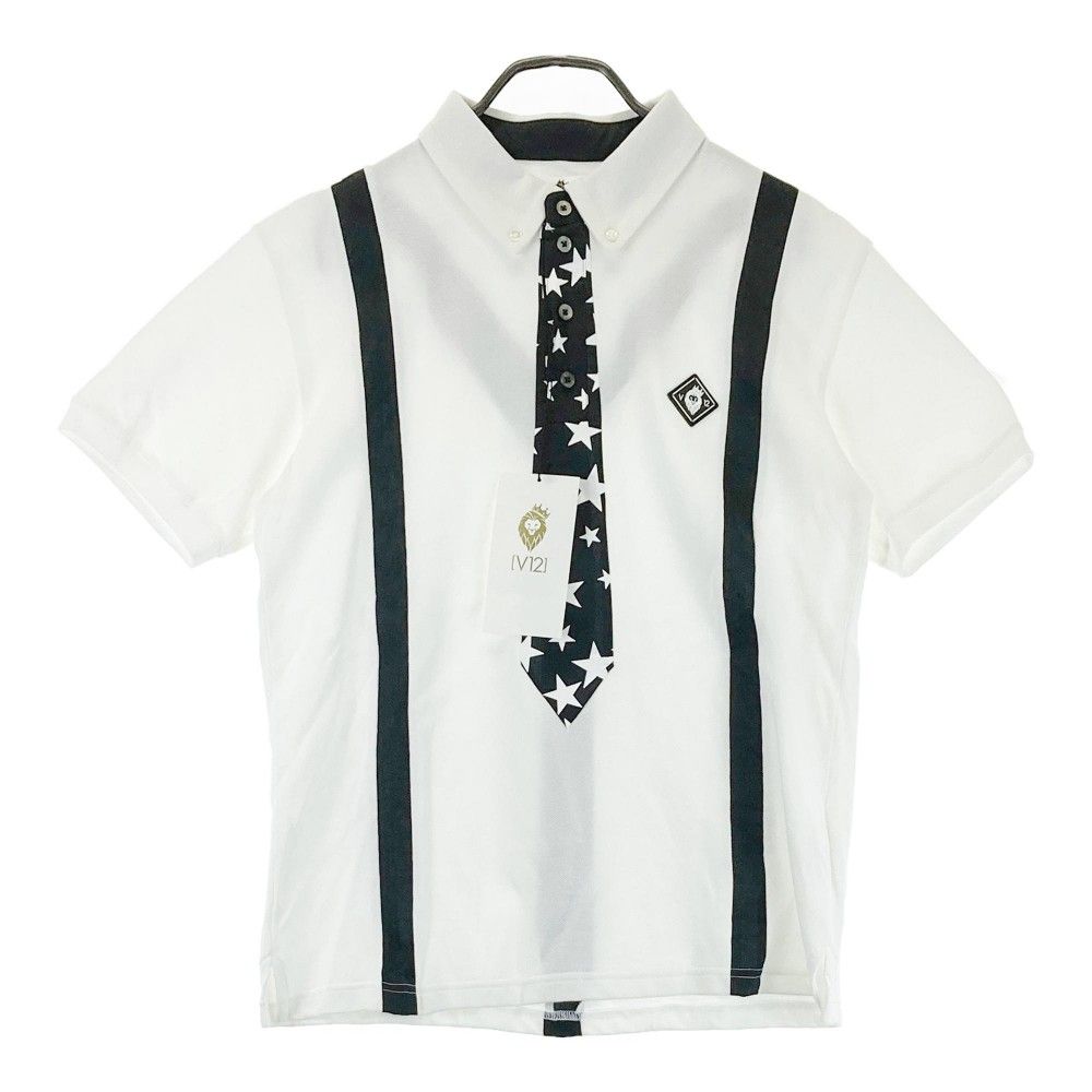サイズ M V12 ヴィトゥエルヴ 半袖ポロシャツ ボタンダウン ホワイト系 240101265333 ゴルフウェア メンズ ストスト