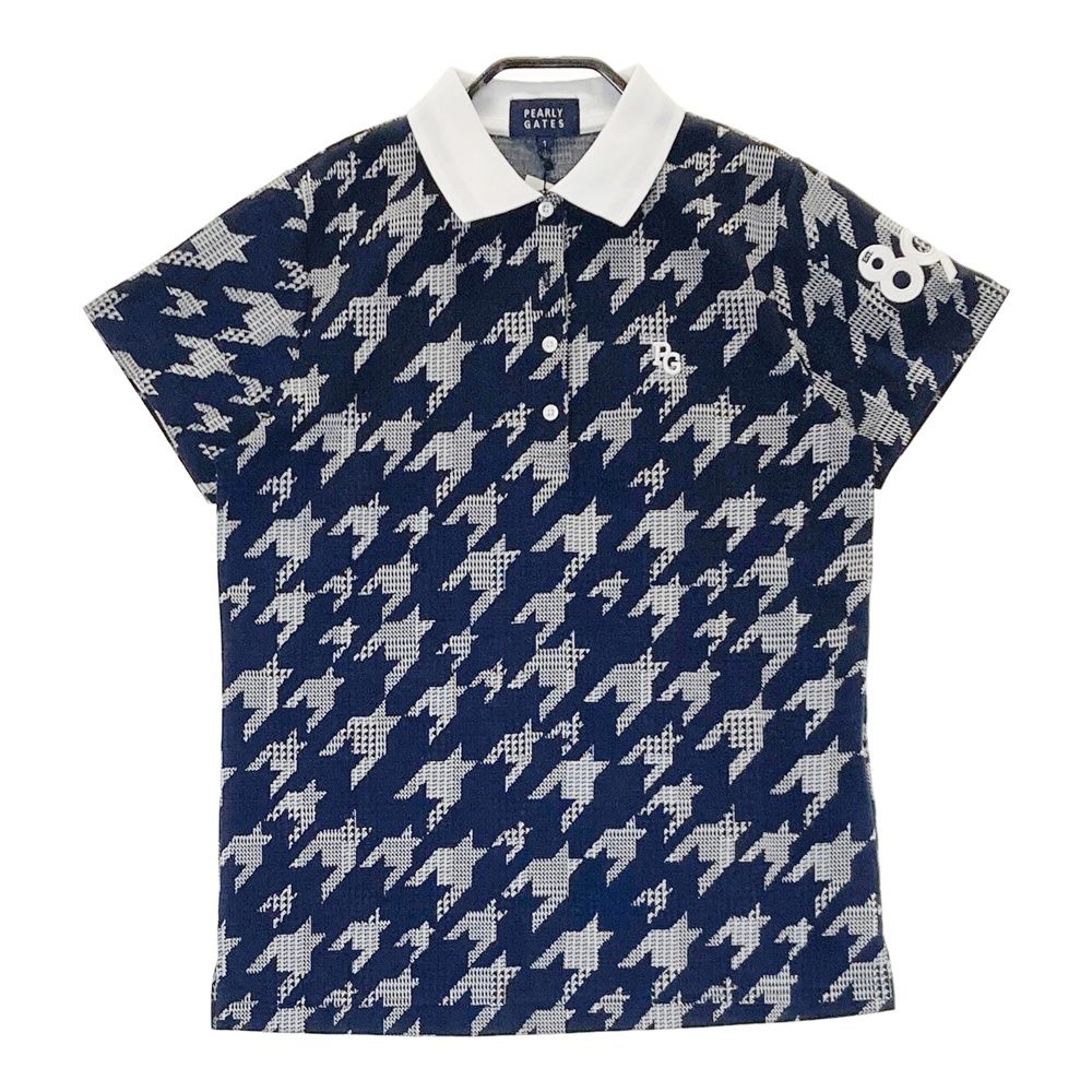 サイズ 1 PEARLY GATES パーリーゲイツ 055-2260906 半袖ポロシャツ 千鳥柄 ネイビー系 240101475345 ゴルフウェア レディース ストスト