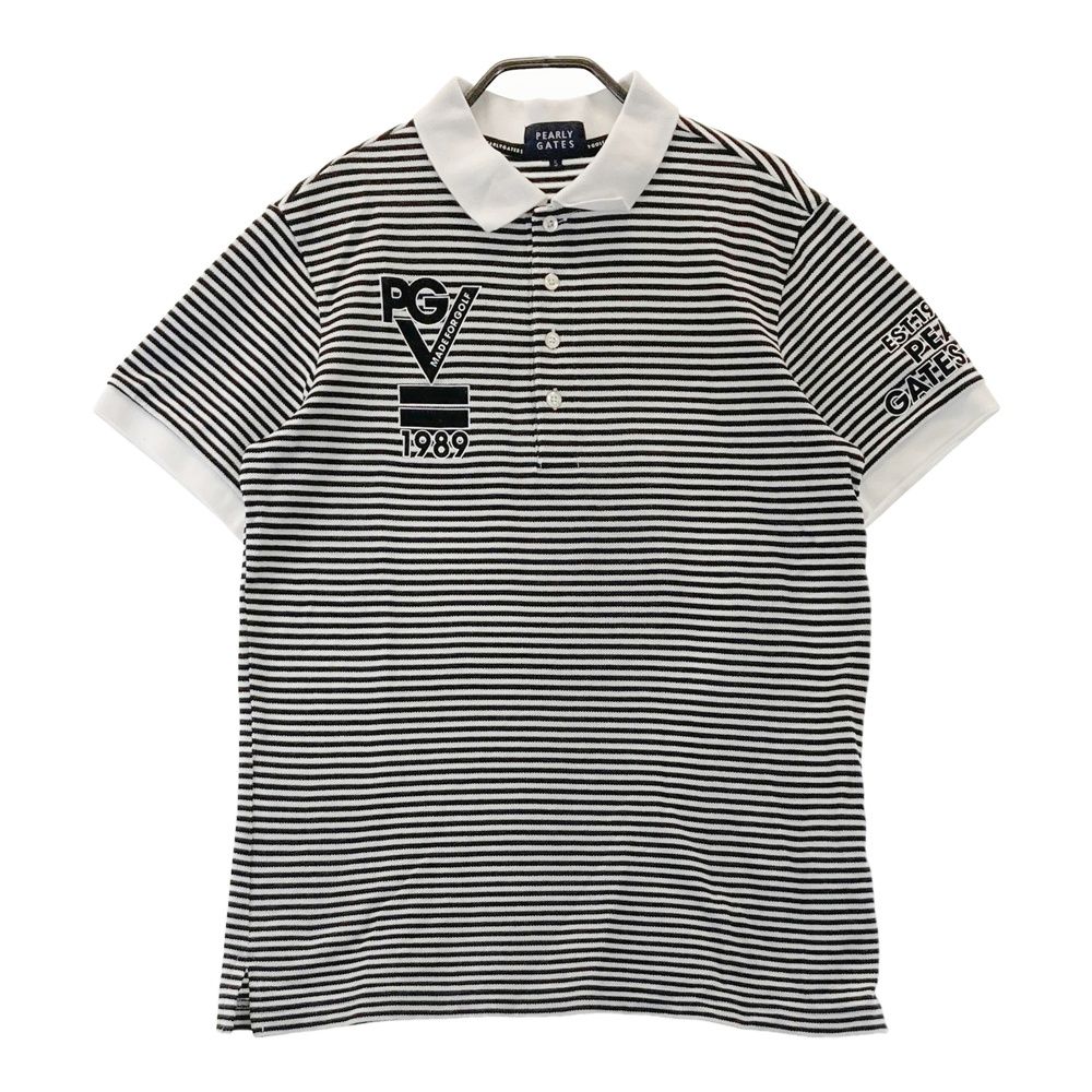 サイズ 5 PEARLY GATES パーリーゲイツ 半袖ポロシャツ ボーダー柄 ブラック系 240101490004 ゴルフウェア メンズ ストスト