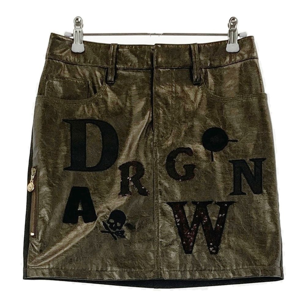 サイズ 1 DANCE WITH DRAGON ダンスウィズドラゴン 合皮切替 スカート ゴールド系 240101545879 ゴルフウェア レディース ストスト