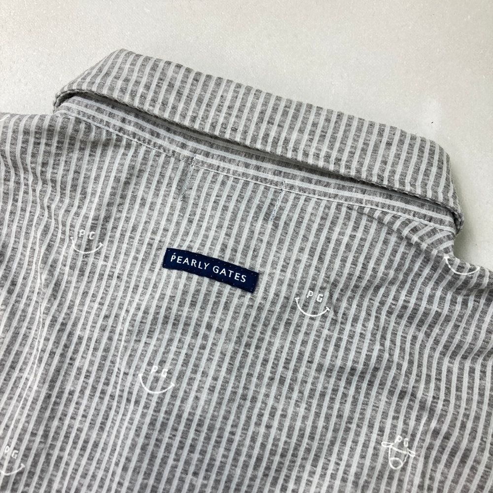 PEARLY GATES ゴルフウェア 半袖ニット トランプ柄 グレー 0 個性的アイテムが主役♪PEARLY GATES パーリーゲイツ 中綿入りニット