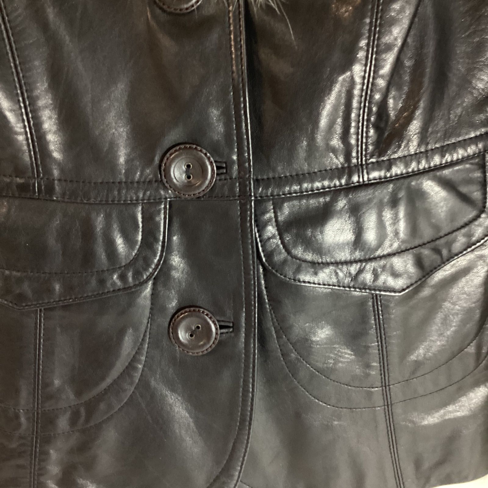 ファー付きジャケット 羊革