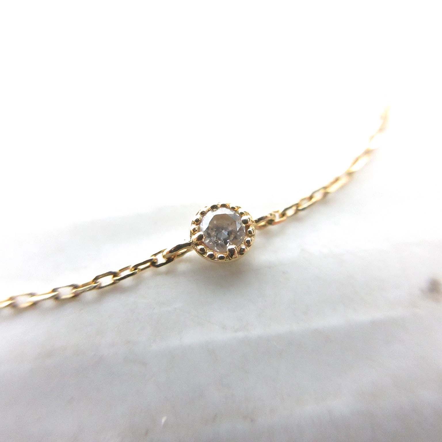 アガット agete ブレスレット K18 YG 一粒 ダイヤモンド 0.03ct