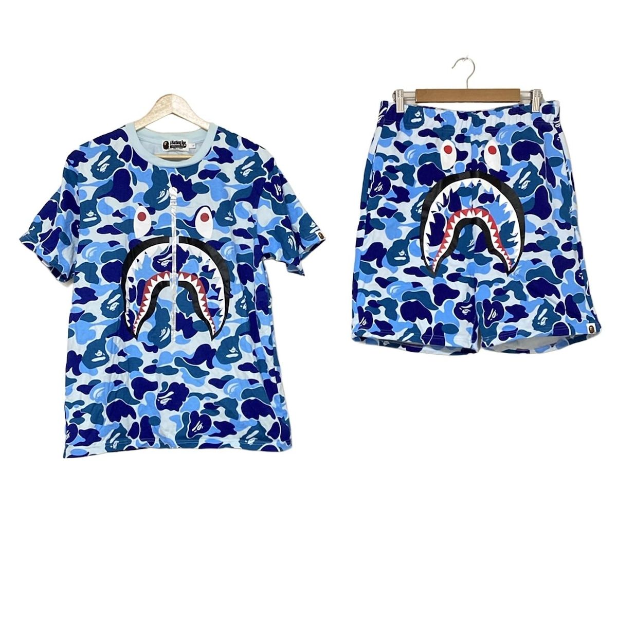 A BATHING APE ア ベイシング エイプ メンズセットアップ メンズ - ライトブルー×ネイビー×マルチ 迷彩柄