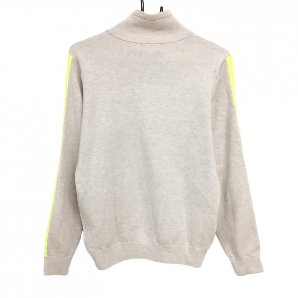 アルチビオ ハイネックセーター ライトベージュ×蛍光イエロー 袖ロゴライン ニット レディース 38 M ゴルフウェア archivio