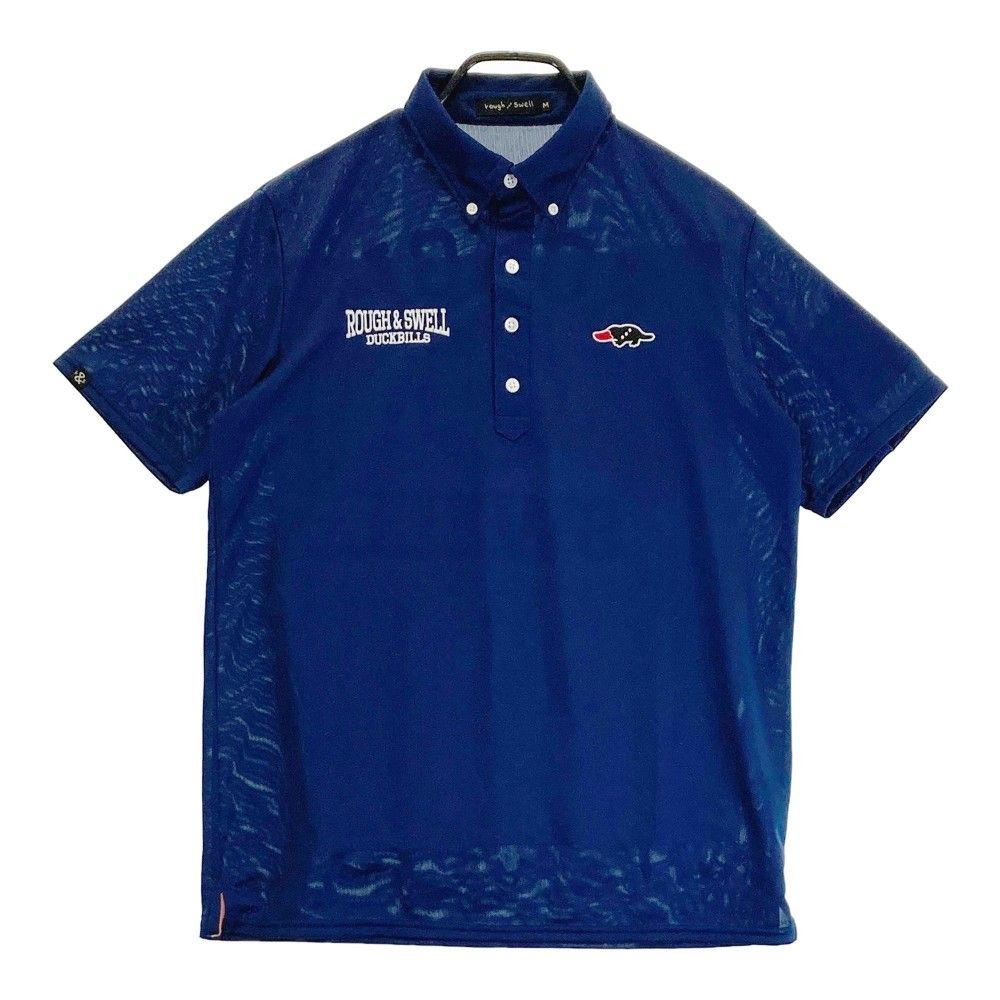 サイズ M ROUGH-SWELL ラフアンドスウェル モデル 半袖ポロシャツ ネイビー系 ゴルフウェア メンズ ストスト