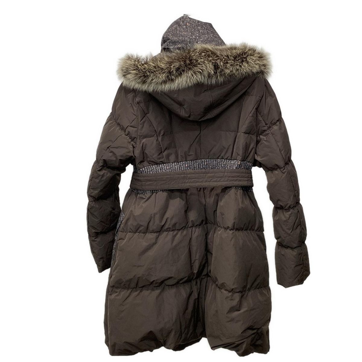 BALMAIN バルマン ダウンコート サイズL レディース - ダークブラウン×ダークグレー