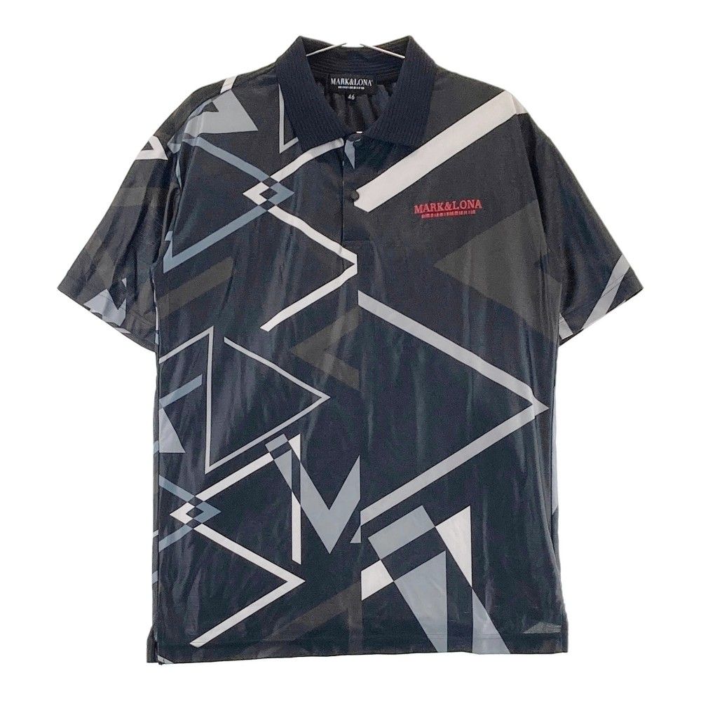 サイズ 46 MARK-LONA マークアンドロナ 半袖ポロシャツ 総柄 ブラック系 240101254949 ゴルフウェア メンズ ストスト