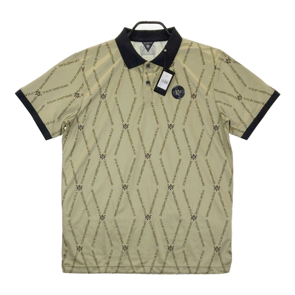 サイズ XL SY32 BY SWEET YEARS GOLF エスワイサーティトゥバ モデル 半袖ポロシャツ ロゴランバス 総柄 ベージュ系 240101302978 ゴルフウェア メンズ ストスト