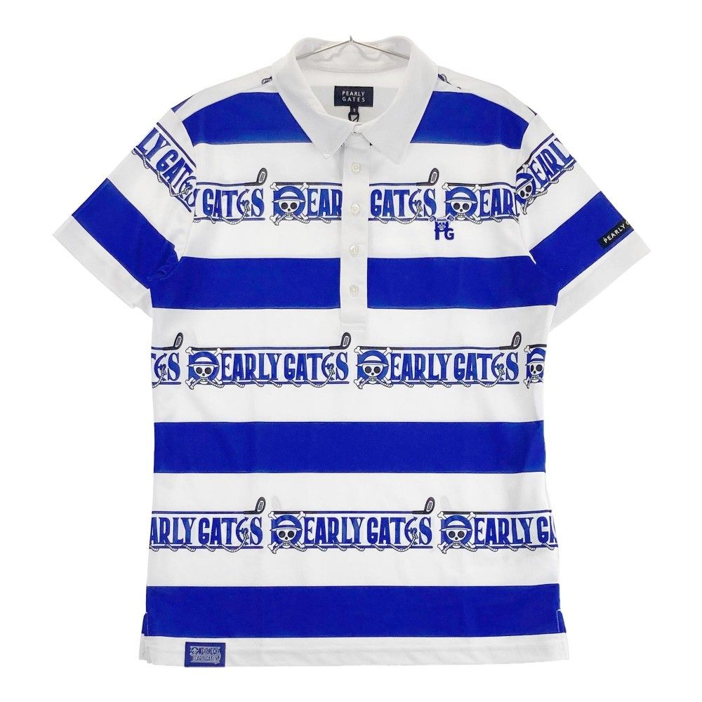 サイズ 5 PEARLY GATES パーリーゲイツ ×ワンピース モデル 半袖ポロシャツ ボーダー柄 ホワイト系 240101309783 ゴルフウェア メンズ ストスト