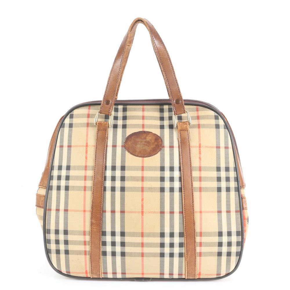 バーバリー ノバ チェック シャドーホース レザー ボストン バッグ 出張 旅行 トート ビジネス 紳士 ブラウン A4 メンズ EEE CV2-5