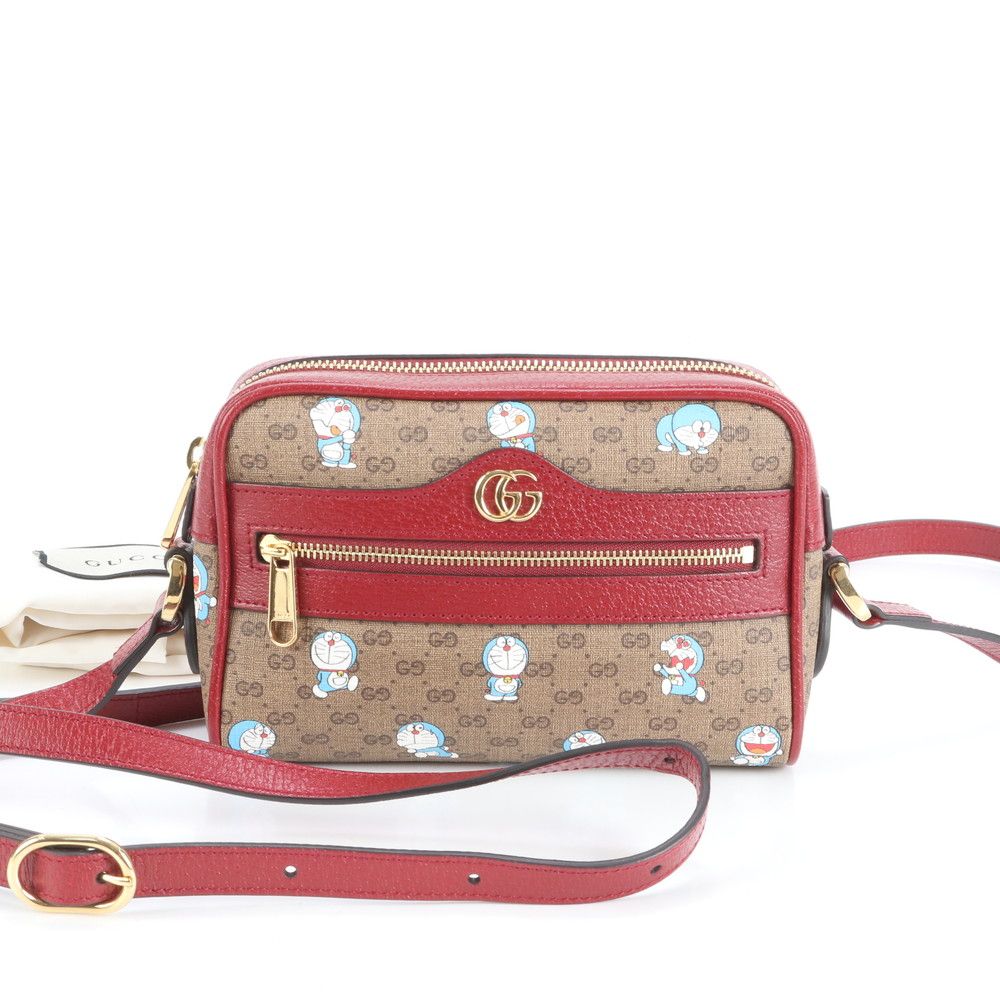 グッチ × ドラえもん コラボ マイクロ GG 647784 レザー ショルダーバッグ 斜め掛け メッセンジャー メンズ EUE CV16-10