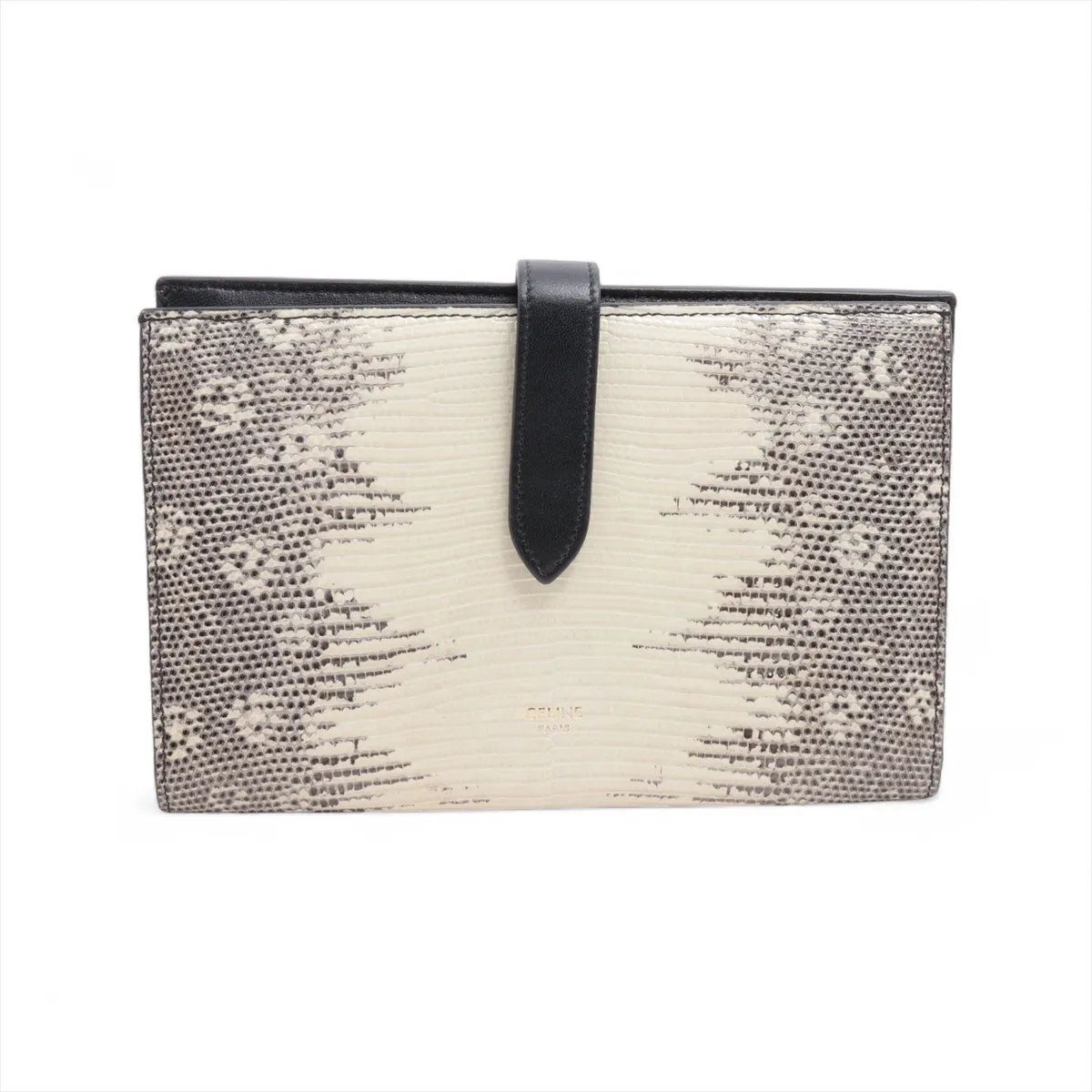 セリーヌ ラージ ストラップ ウォレット リザード レザー 長財布 ロング 二つ折り レディース EEE CV50-2