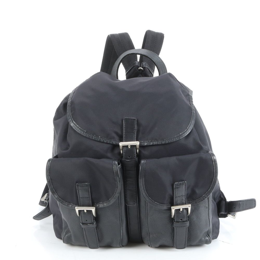 プラダ テスート ナイロン 三角ロゴ レザー リュックサック リュック バックパック ブラック 黒 レディース EEE CW3-9