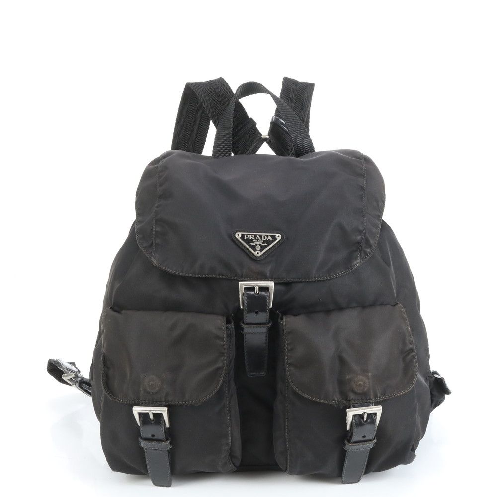 プラダ テスート ナイロン 三角ロゴ レザー リュックサック リュック バックパック ブラック 黒 レディース EEE CW3-8