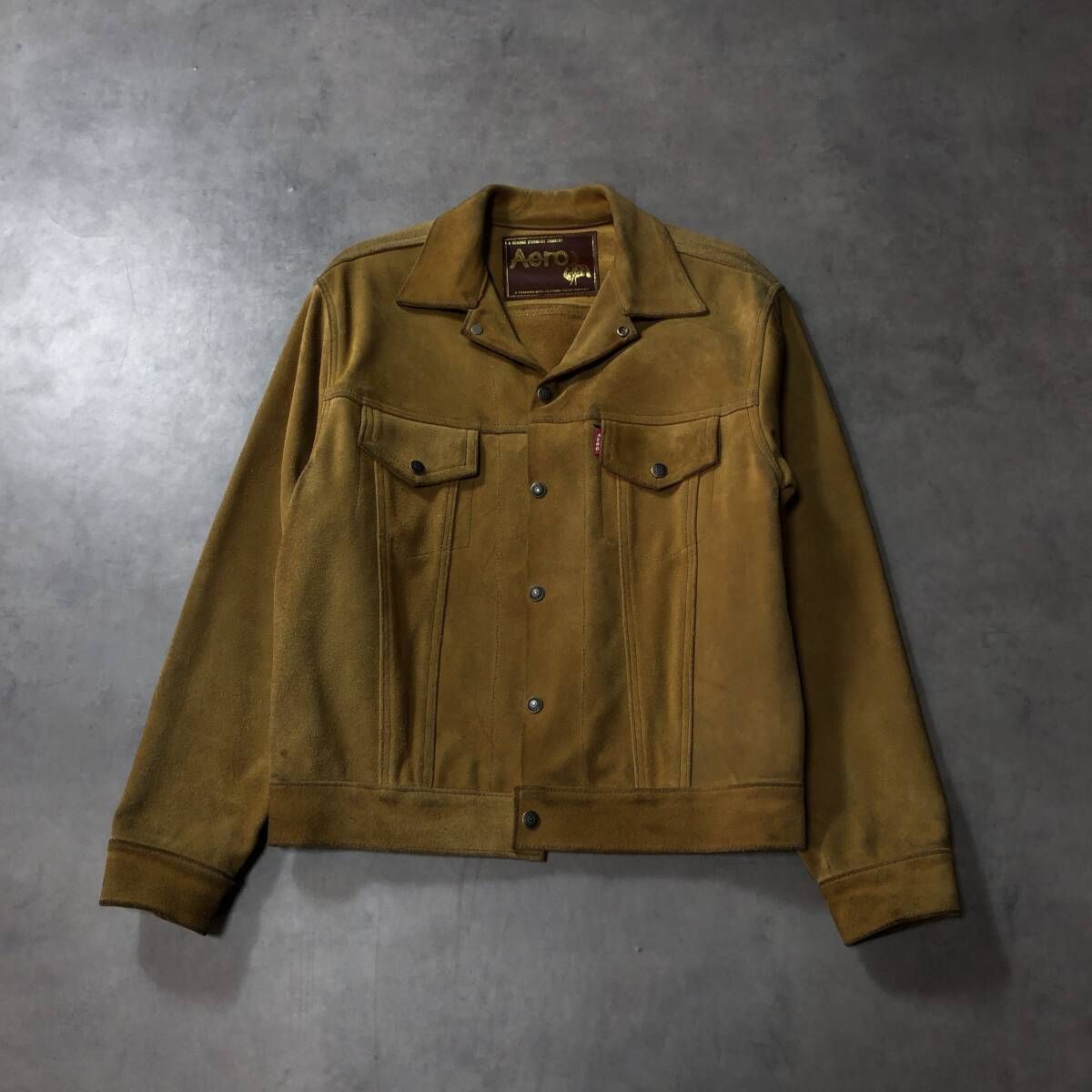 GQ4020 AERO LEATHER スエードトラッカージャケット M キャメルブラウン エアロレザー