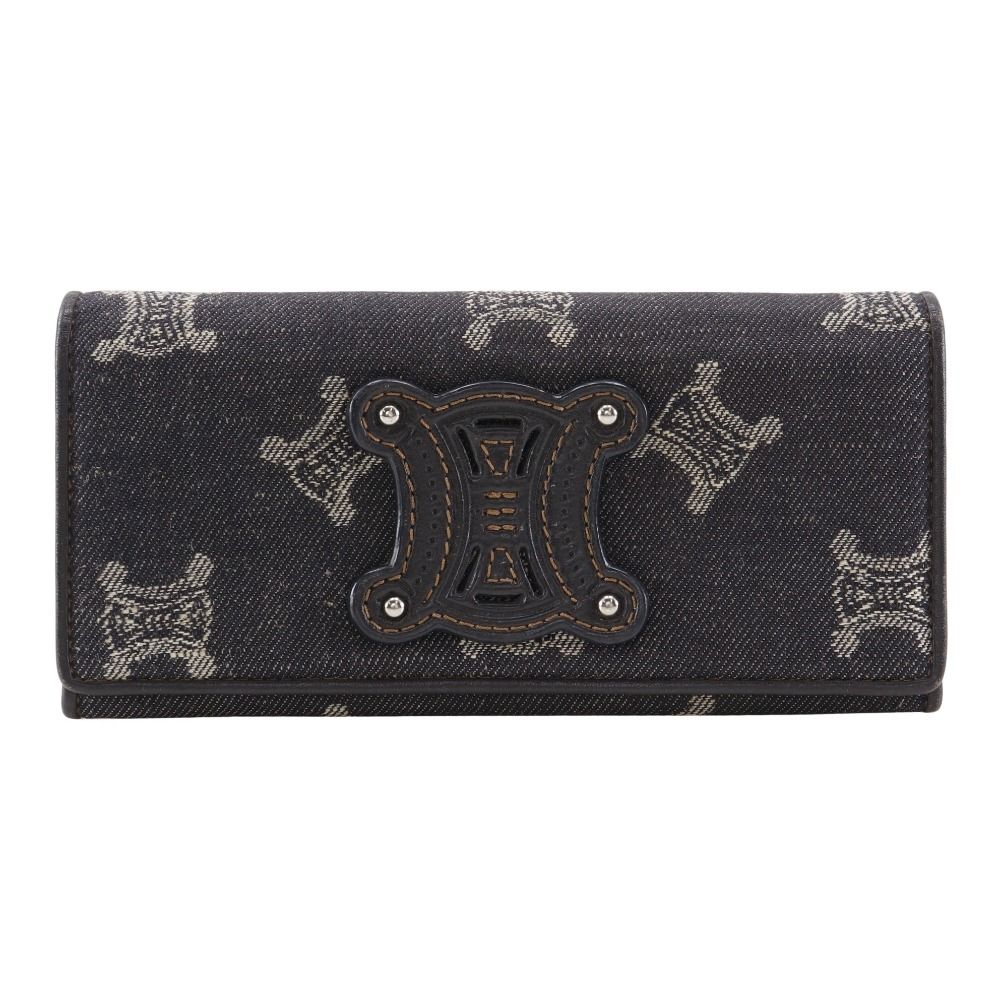 CELINE セリーヌ トリオンフ デニム 紺 レディース 長財布