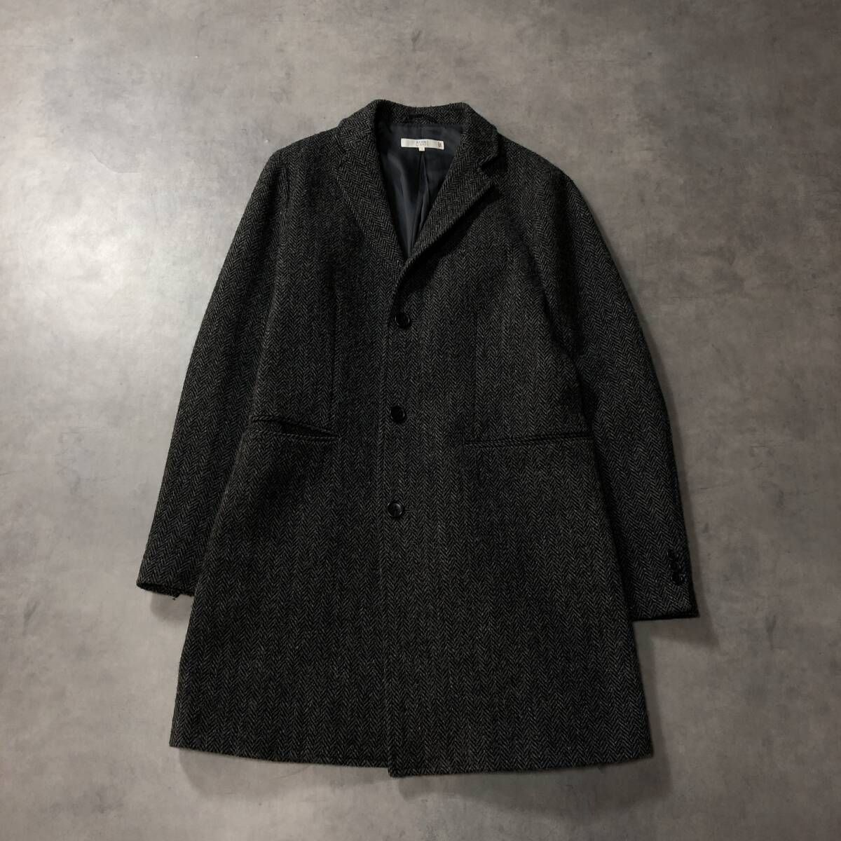 GQ4022 BEAMS LIGHTS Harris Tweed チェスターコート L グレー系 ビームス ハリスツイード