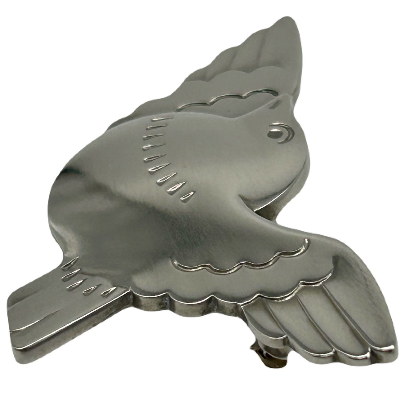 美品 ジョージジェンセン シルバー925 鳥と葉のブローチ コサージュ