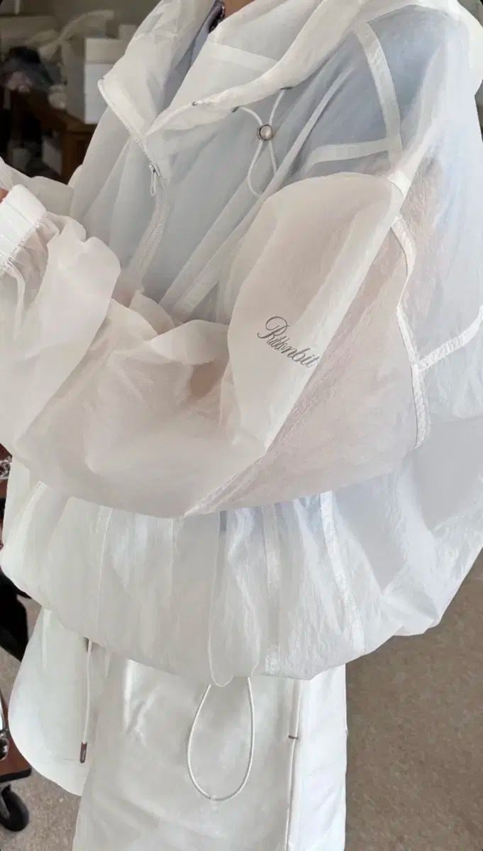 リーボン빛 Nylon Wind Jumper ウィンド アウター 白