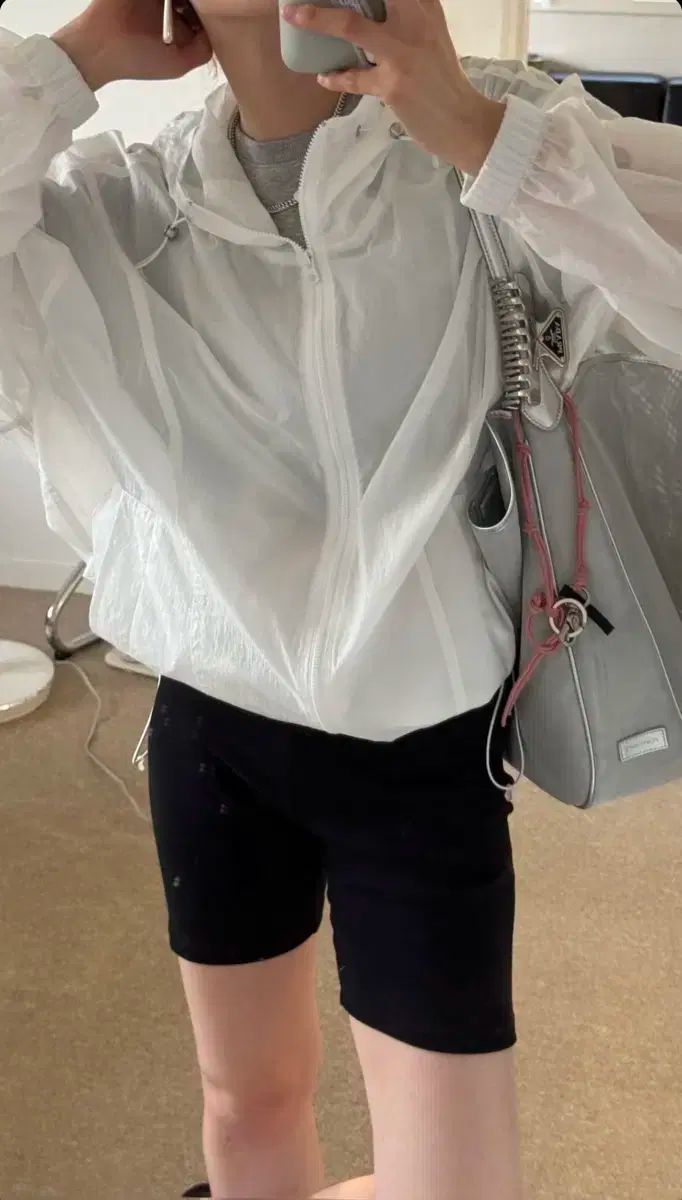 リーボン빛 Nylon Wind Jumper ウィンド アウター 白