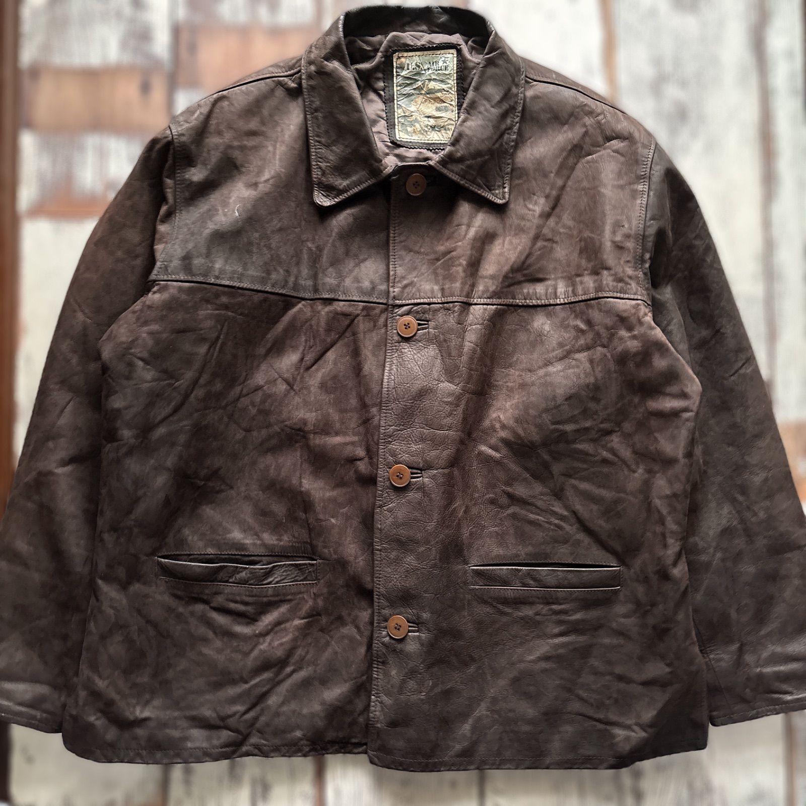 古着 レザージャケット リアルレザー ヴィンテージ イタリア製 ブラウン メンズ XL