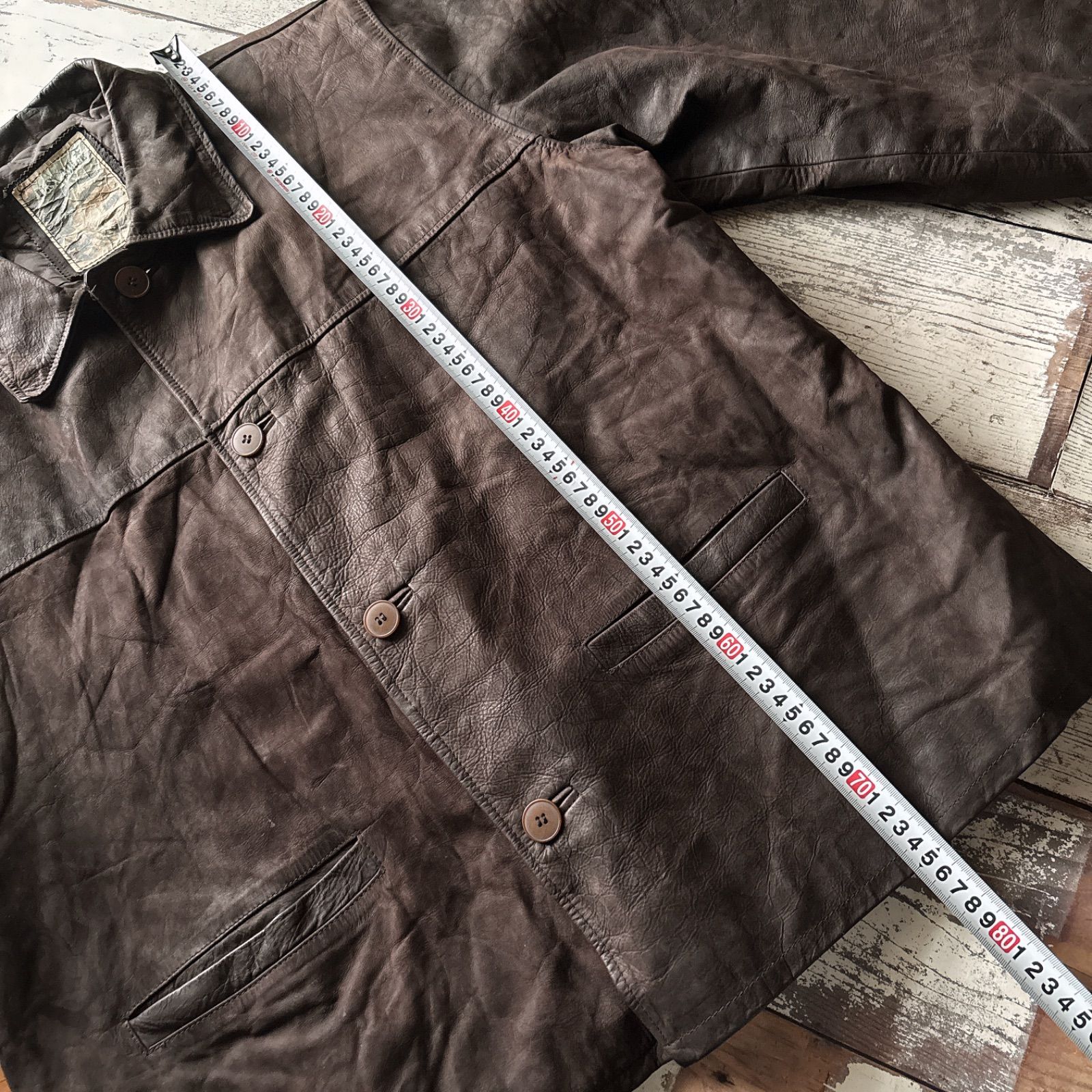 古着 レザージャケット リアルレザー ヴィンテージ イタリア製 ブラウン メンズ XL KANDAIZUMI_COM