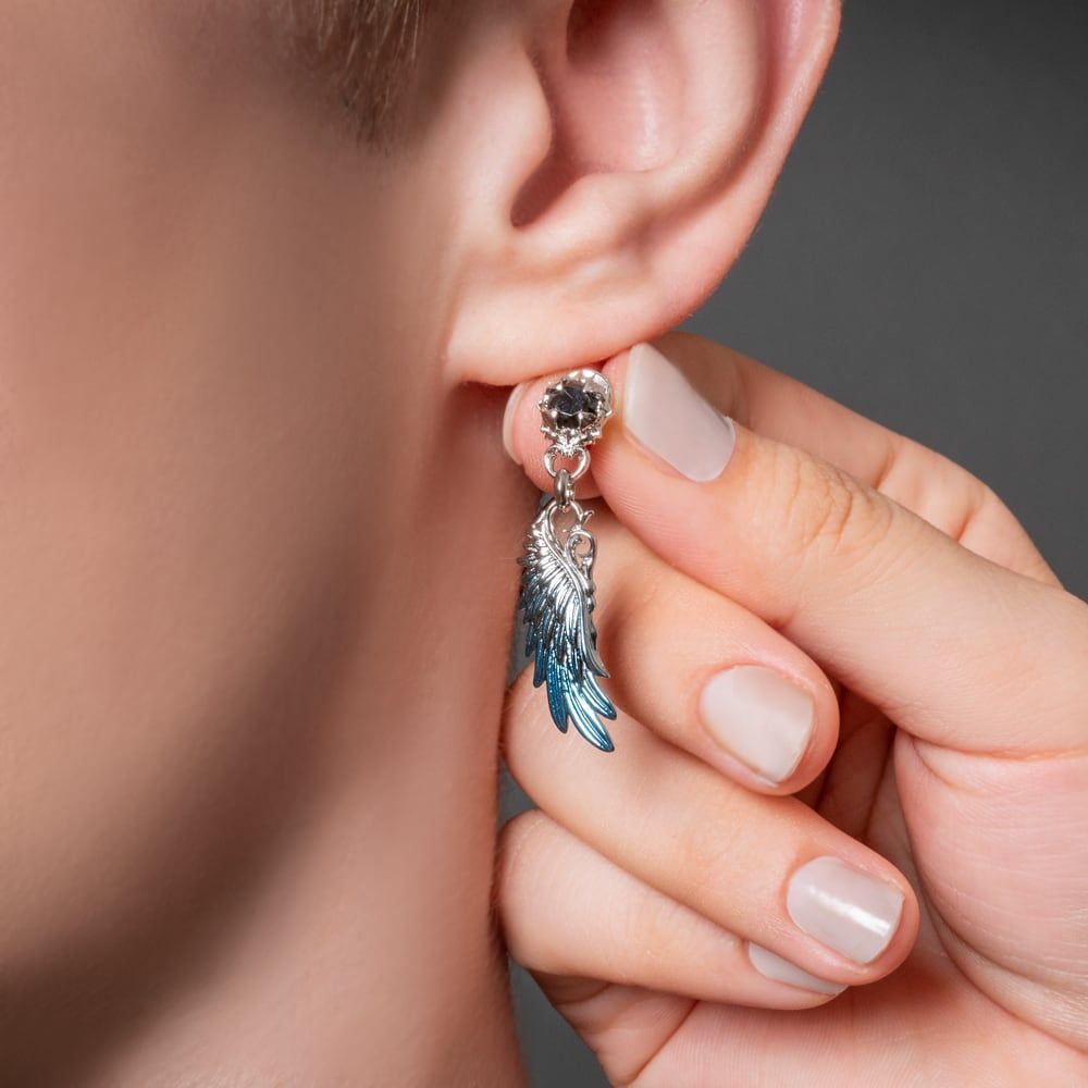 ペアセット 青彩＆赤彩ウイングピアス