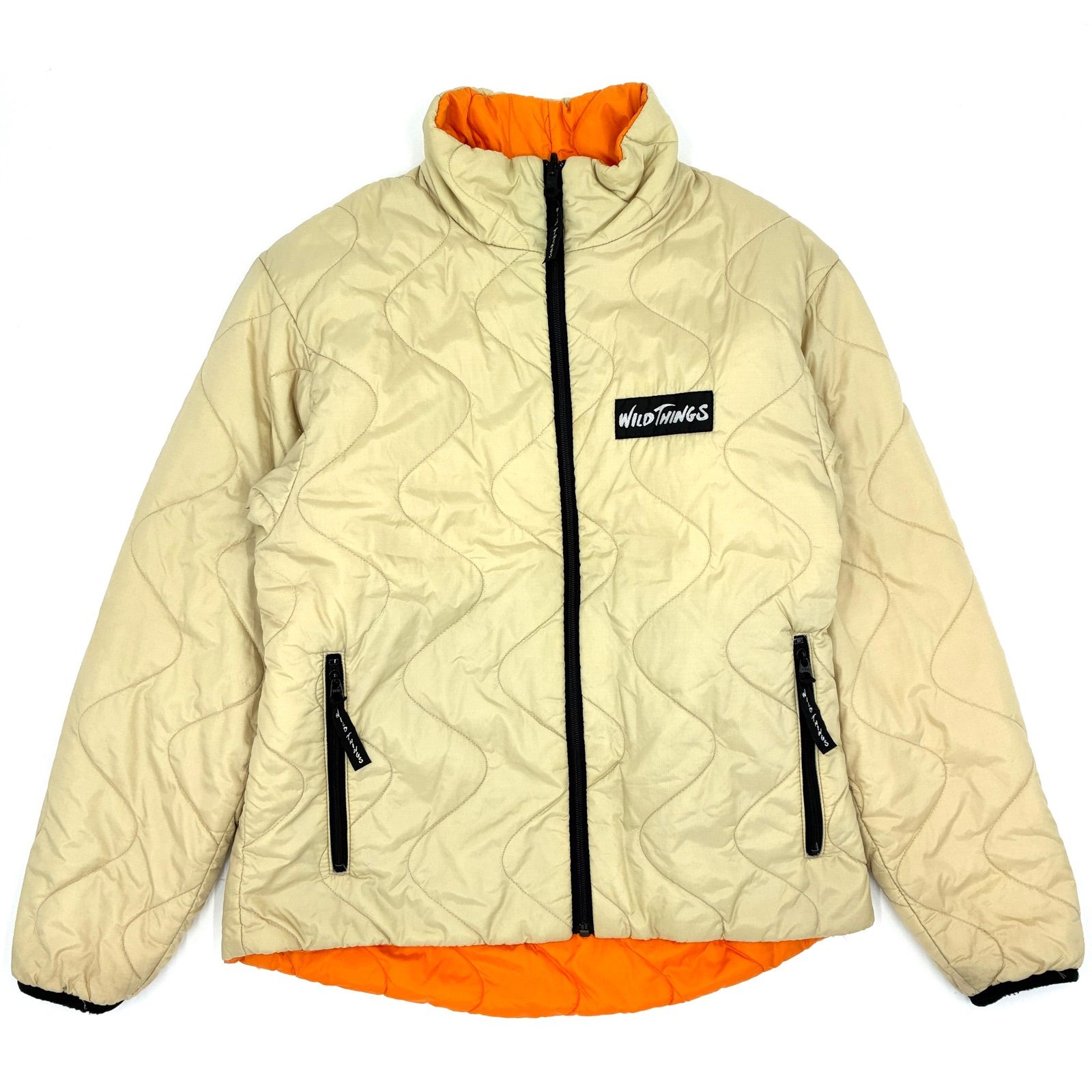 WILD THINGS ワイルドシングス 中綿 キルティング ジャケット リバーシブル 2ウェイ ベージュ×オレンジ USA規格 S｜Quilted Reversible Jacket Beige Orange 2way US S