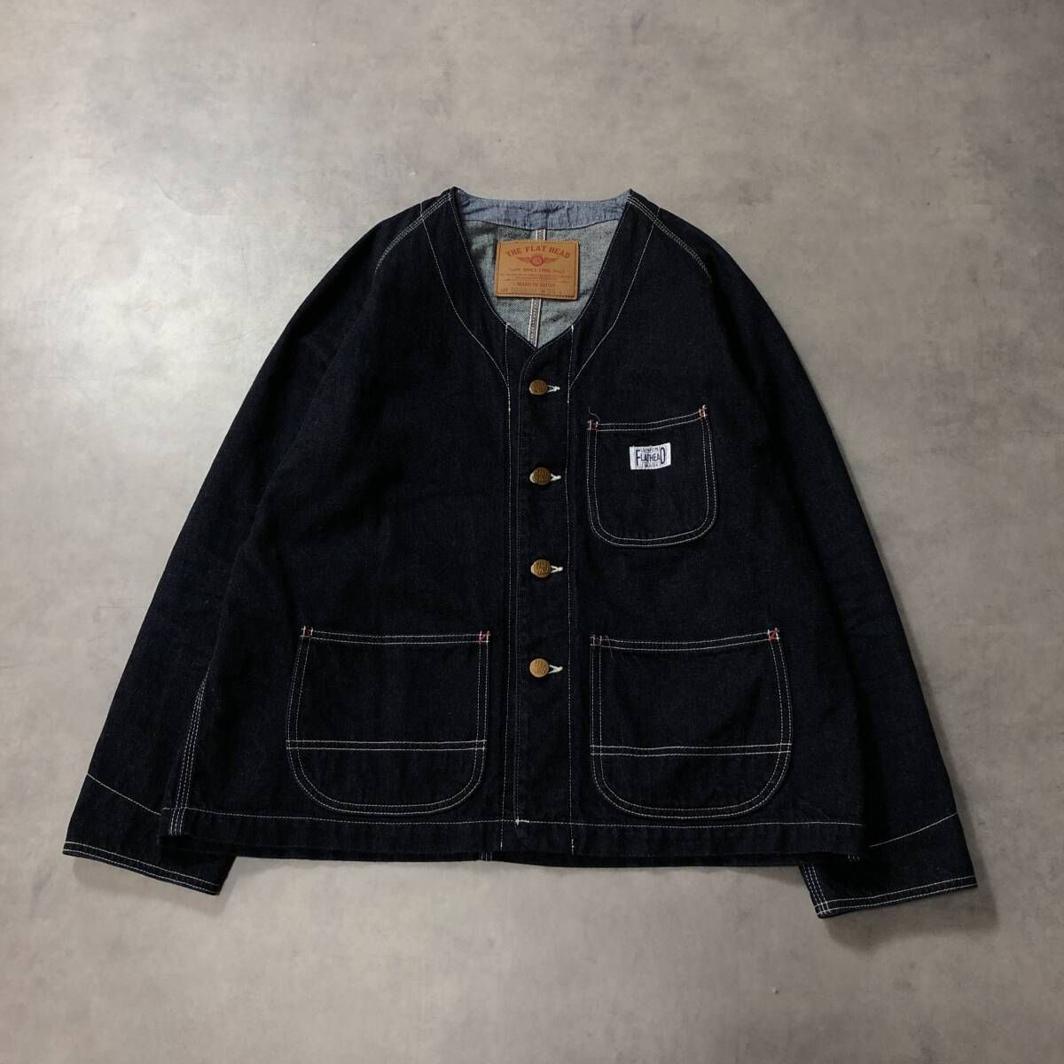 GQ4029 THE FLAT HEAD 12oz DENIM ENGINEER JACKET 38 濃紺 OJ-DE201 定価 39600- フラットヘッド デニムエンジニアジャケット