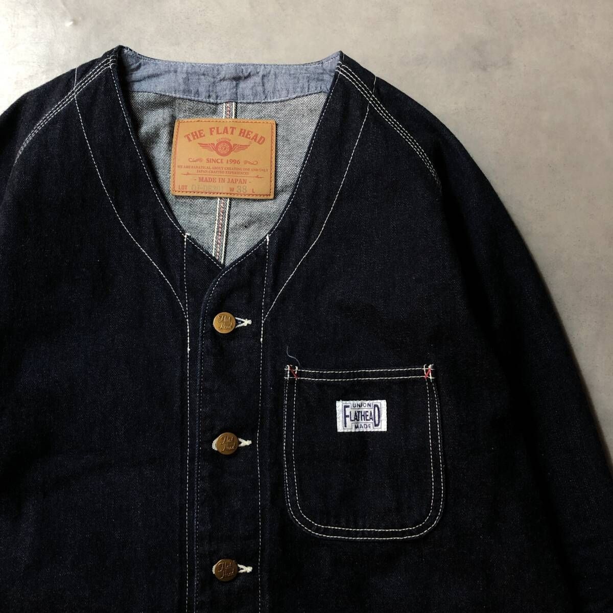 GQ4029 THE FLAT HEAD 12oz DENIM ENGINEER JACKET 38 濃紺 OJ-DE201 定価 39600- フラットヘッド デニムエンジニアジャケット