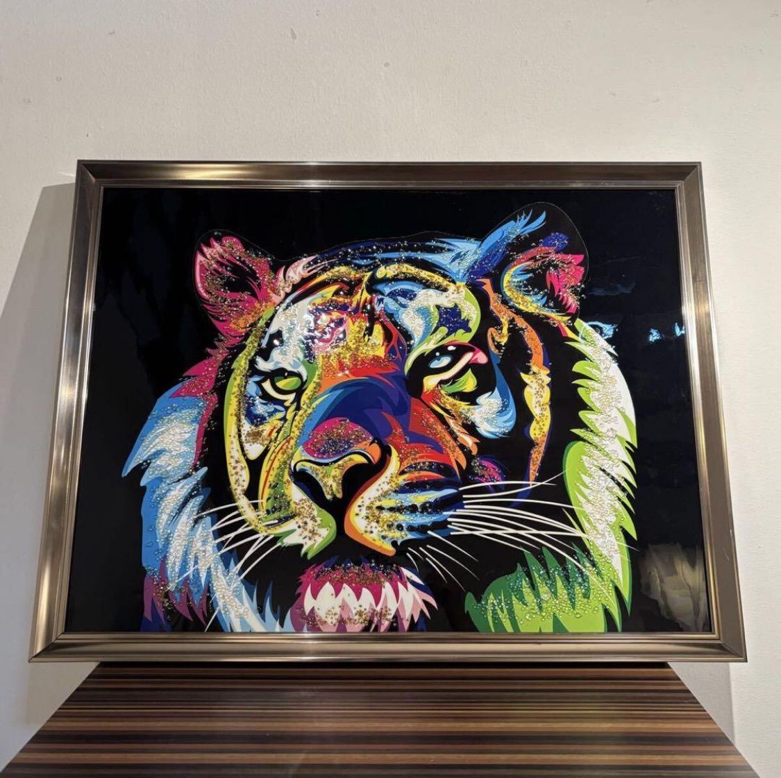 Crystal Art クリスタルアート ジャングルキング タイガー パネル 額縁 付き トラ 虎 ピクチャー フレーム インテリア キラキラ アート 709