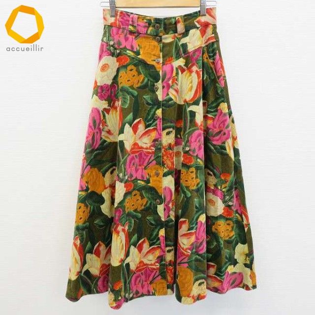 ケンゾー KENZO スカート フ ロング コーデュロイ 花柄 総柄 w970033